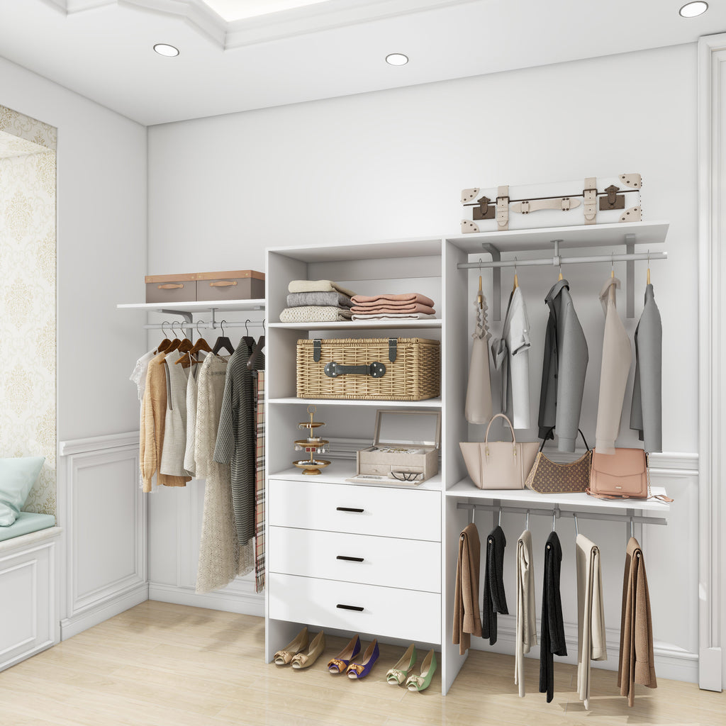 Wall-Mounted Closet Organizer System with Drawers
