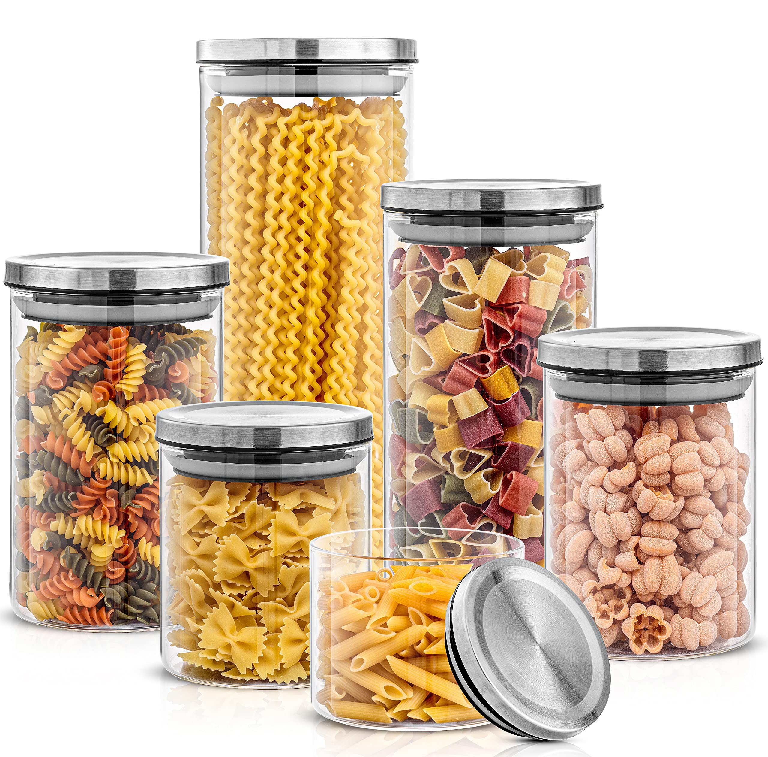 Glass Kitchen Canister Set (6 Jars)