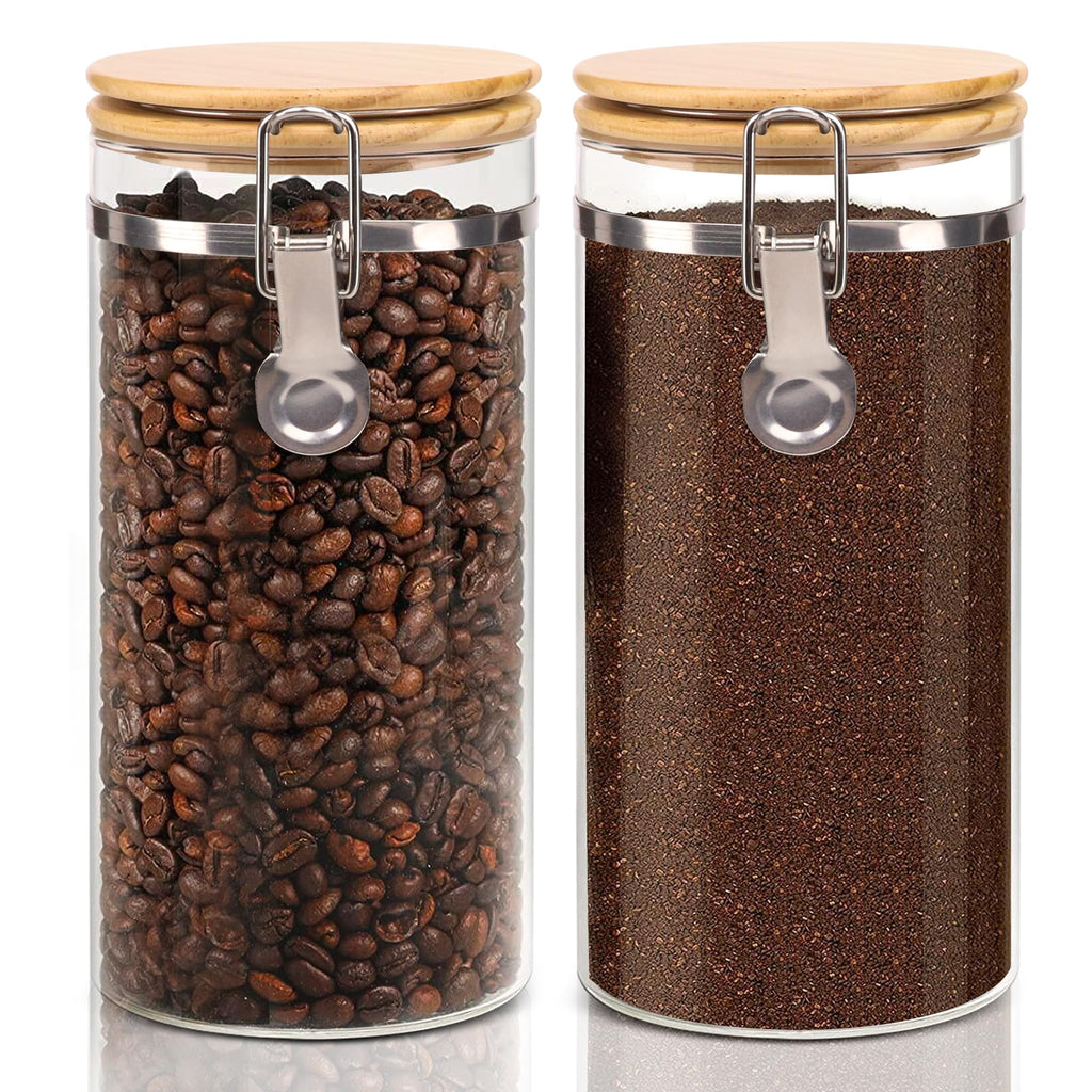 Glass Storage Jars with Bamboo Lids (Set of 2)