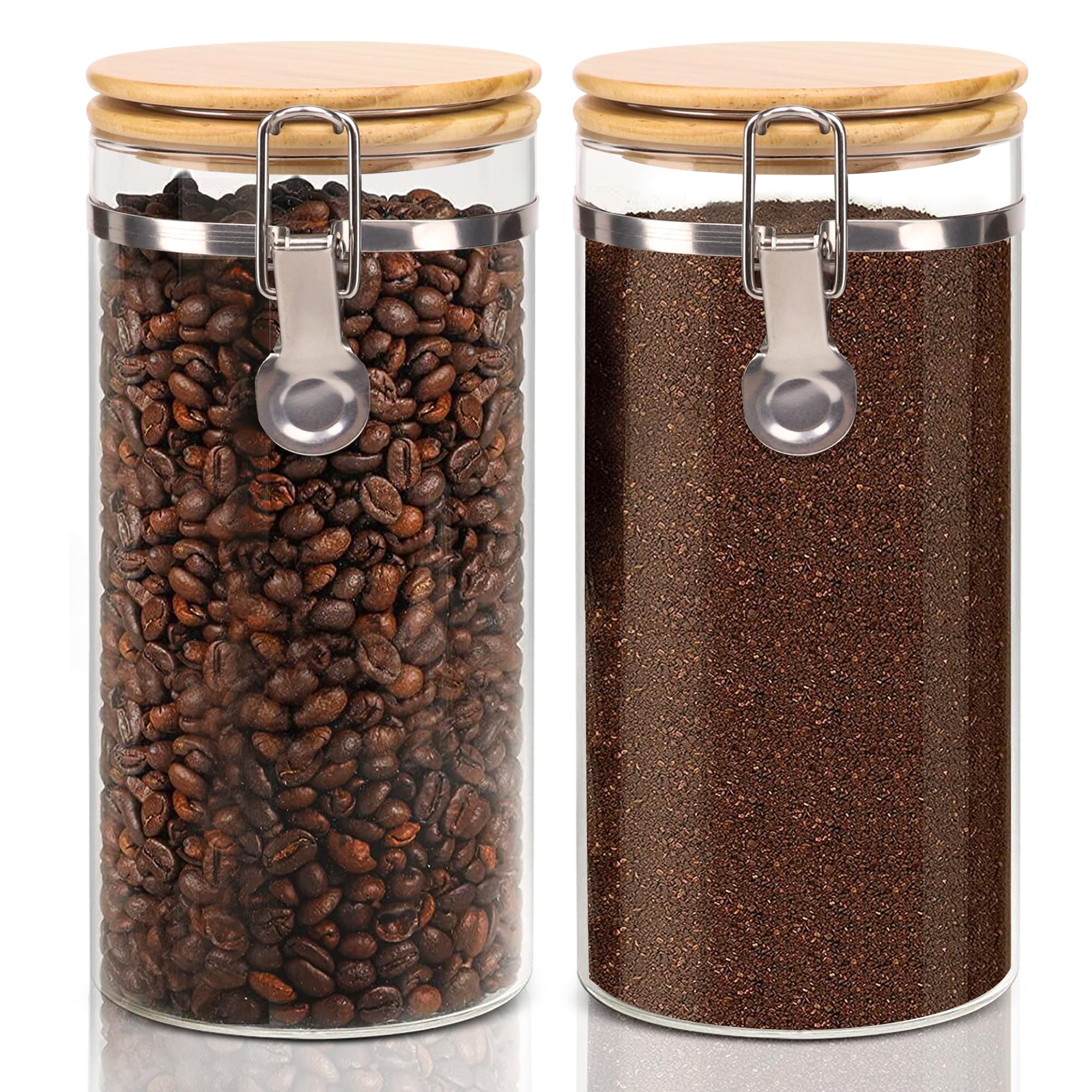 Glass Storage Jars with Bamboo Lids (Set of 2)
