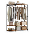 Iron & Wood Garment Rack with Shelves