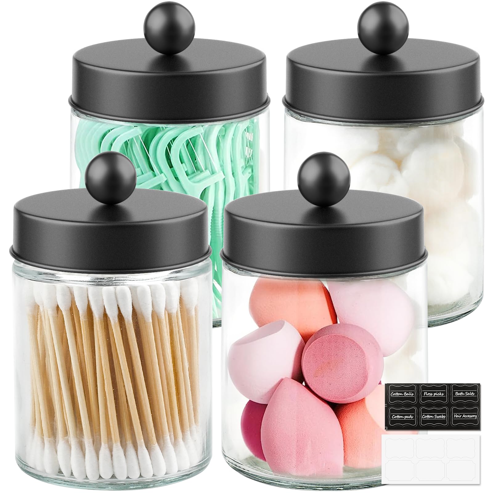 Glass Apothecary Jars with Lids (4 Pack)