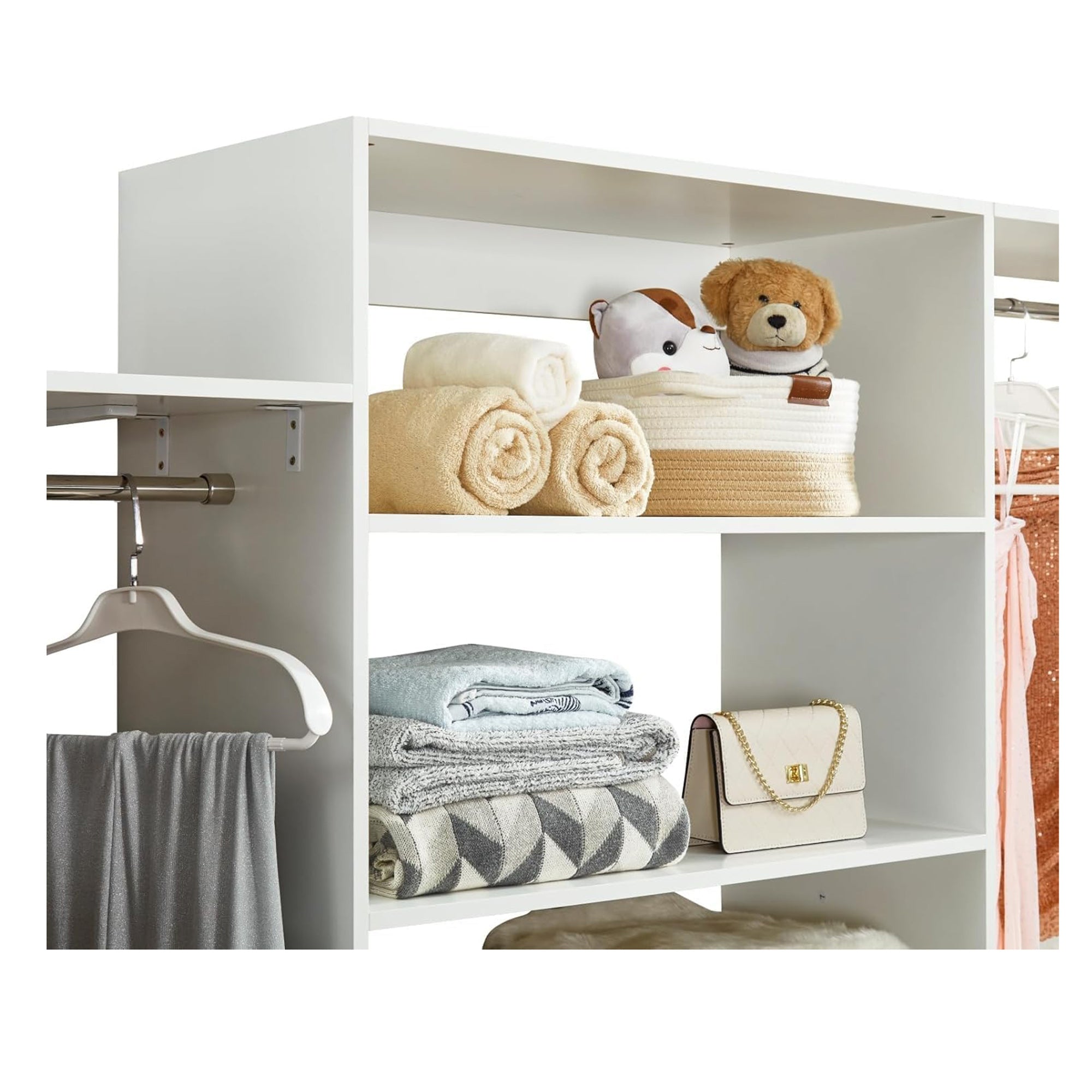 Wall-Mounted Closet Organizer System with Drawers