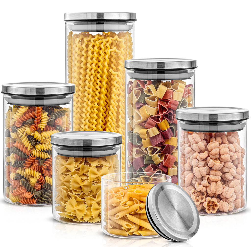 Glass Kitchen Canister Set (6 Jars)