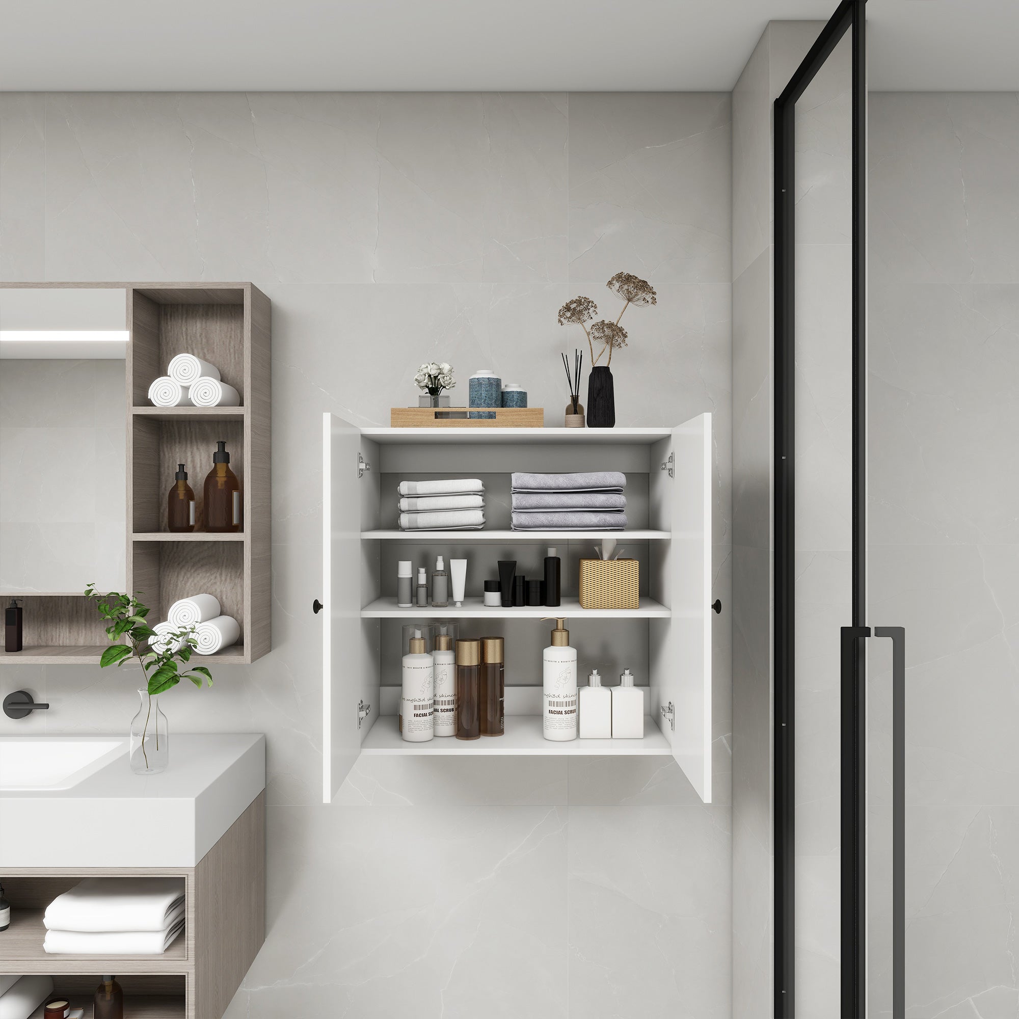 Wall-Mounted Closet System with Doors
