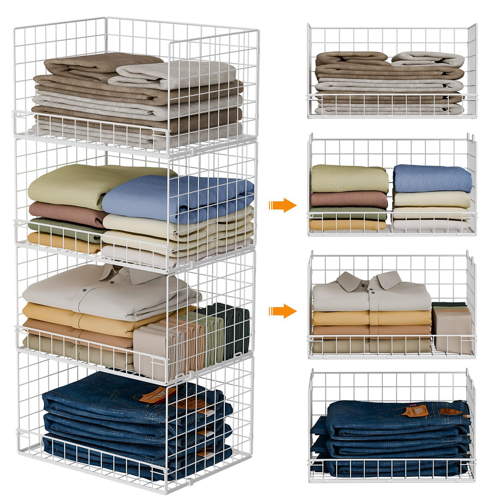 Stackable Closet Shelf Organizer (4-Tier)