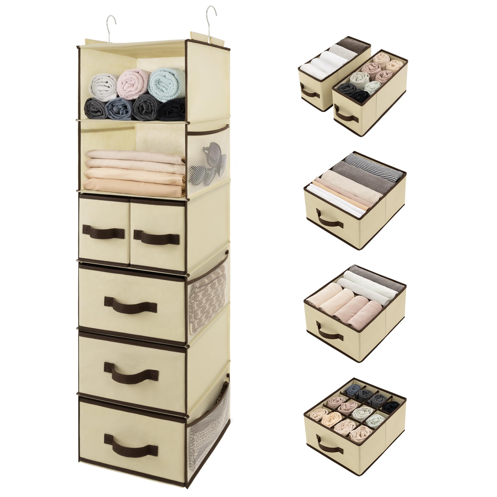 Hanging Closet Organizer with Drawers & Pockets