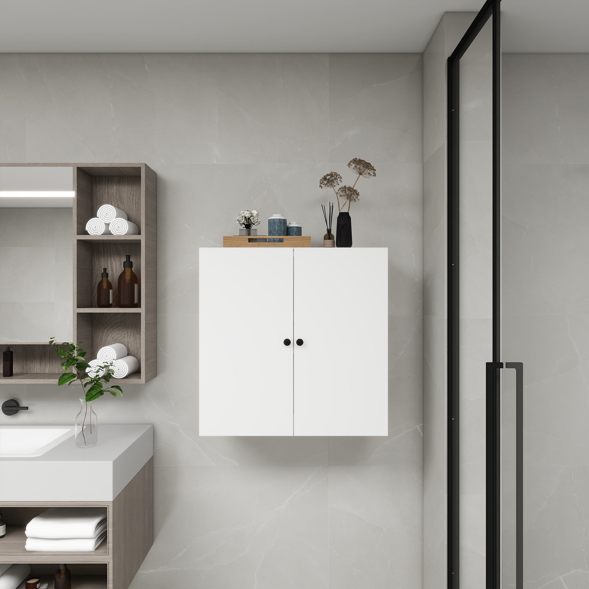 Wall-Mounted Closet System with Doors