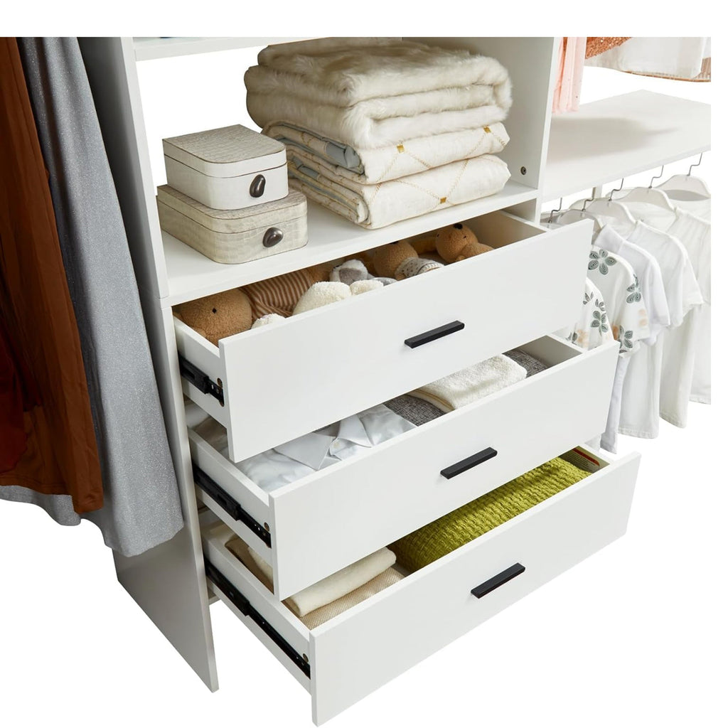 Wall-Mounted Closet Organizer System with Drawers