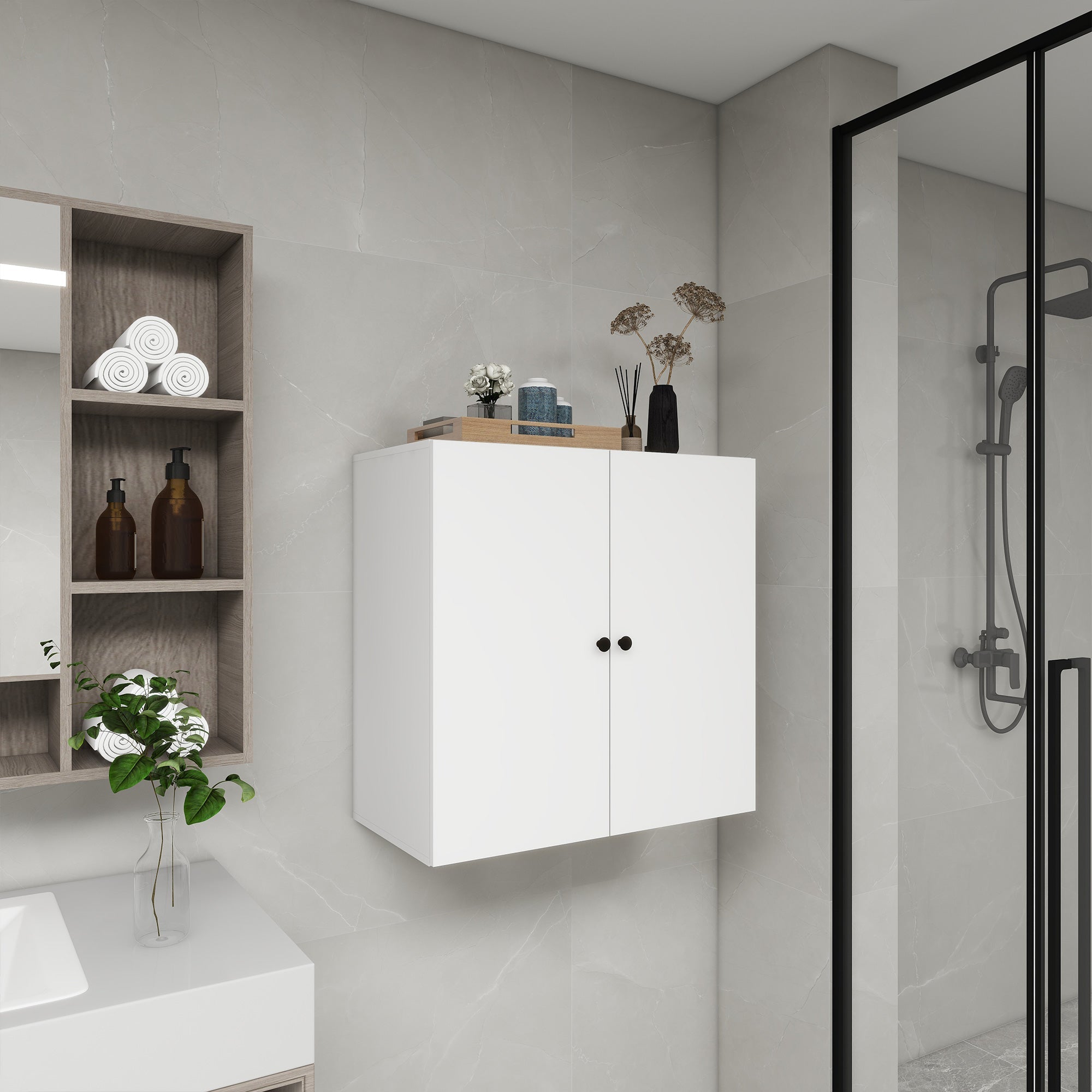 Wall-Mounted Closet System with Doors
