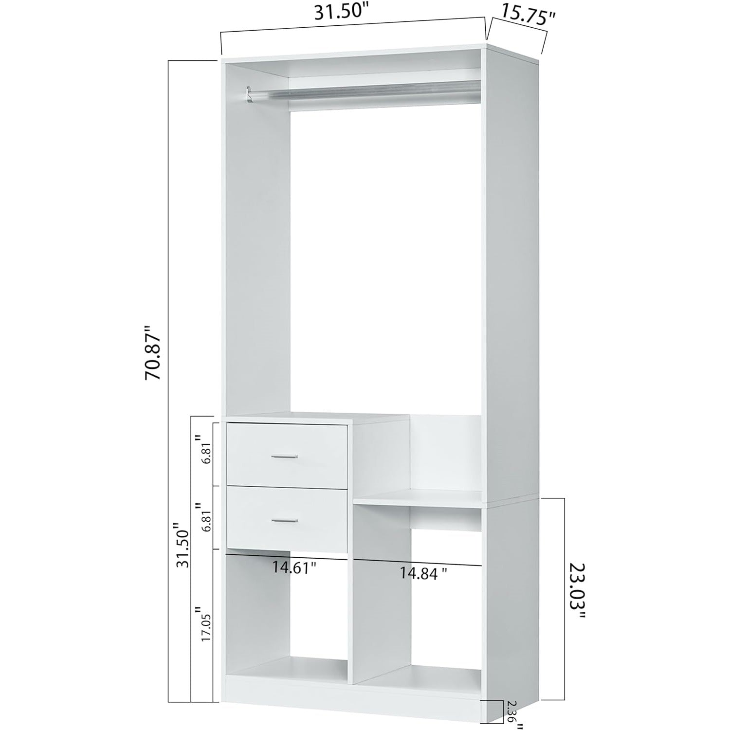 Freestanding Closet System with Drawers