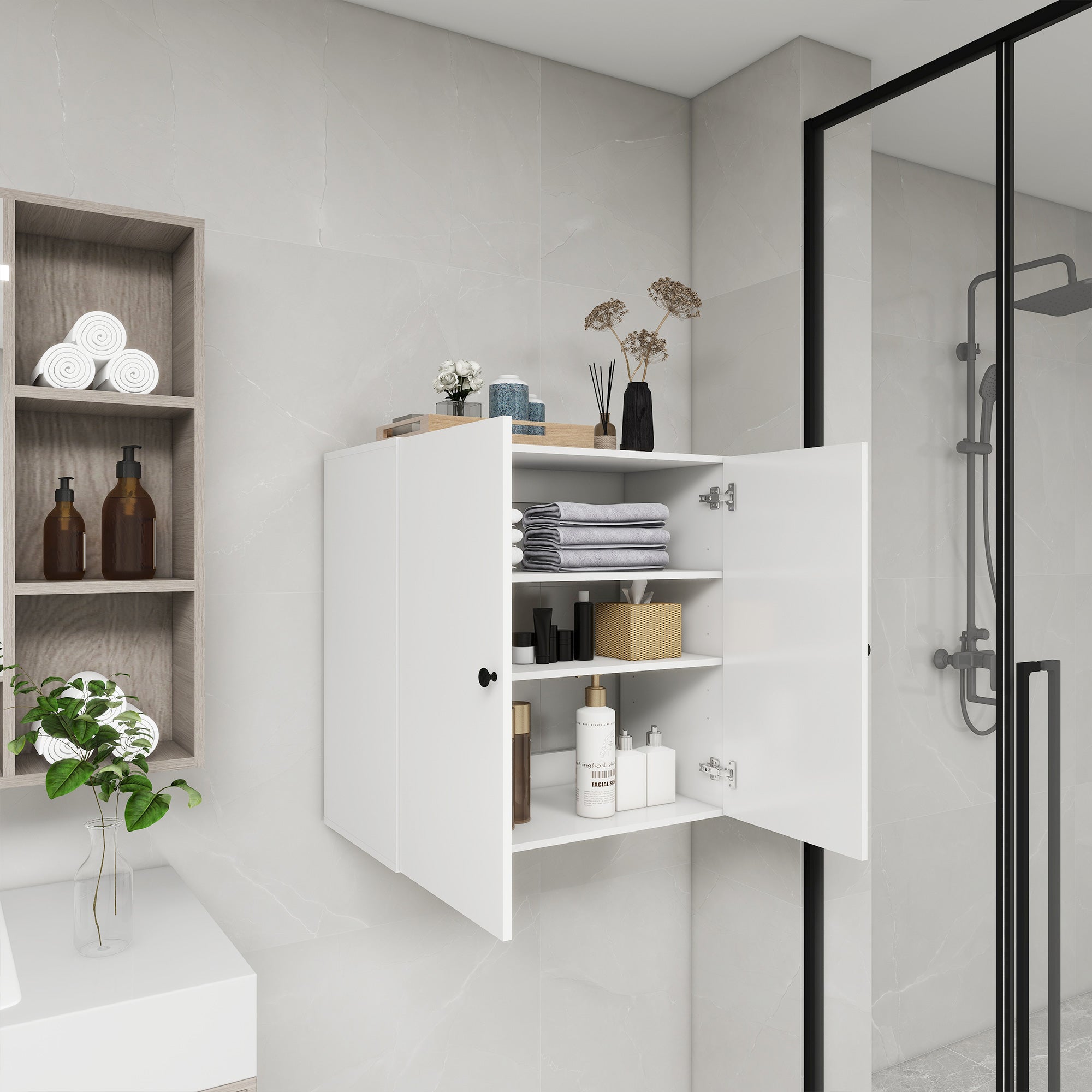 Wall-Mounted Closet System with Doors